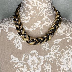 Two Tone Braided Snake Chain collar necklace